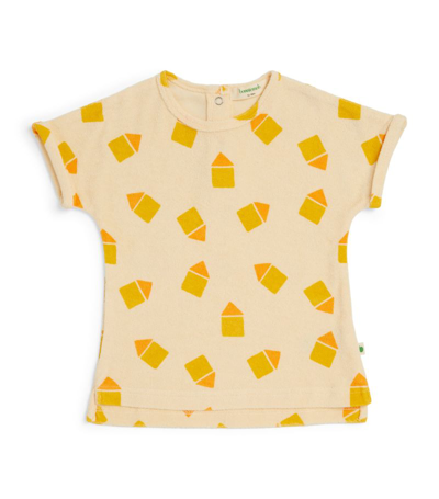 The Bonnie Mob Kids'  Terry Towelling Beach Hut T-shirt (2-4 Years) In Yellow