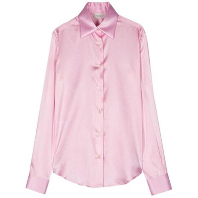 Mazzarelli Long-sleeve Satin Shirt In Pink