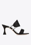 Manolo Blahnik Chinap 70 Satin Mules In Black