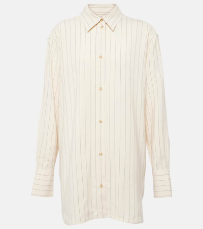 Totême Loose Pinstriped Viscose Shirt In Ecru,black