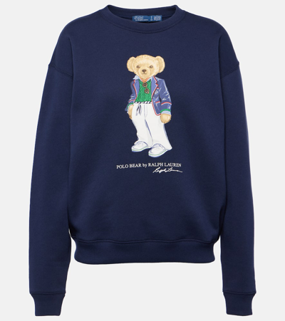 Polo Ralph Lauren Bear Cotton Sweatshirt In Blu