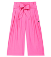 Monnalisa Cropped Cotton Poplin Pants In Red