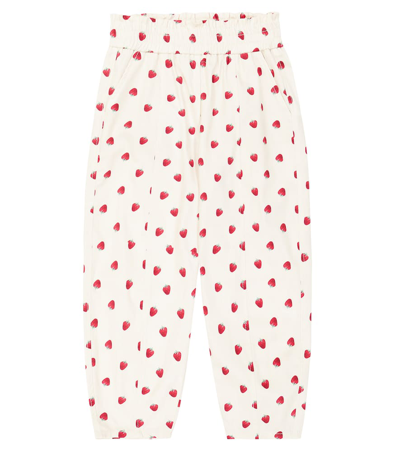 Monnalisa Kids' Printed Cotton-blend Gabardine Pants In Multicoloured