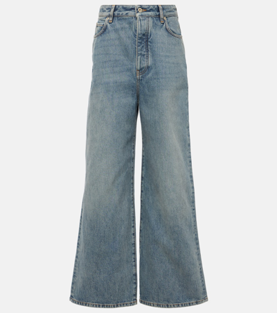 Loewe Logo Patch Wide Leg Jeans In Blue