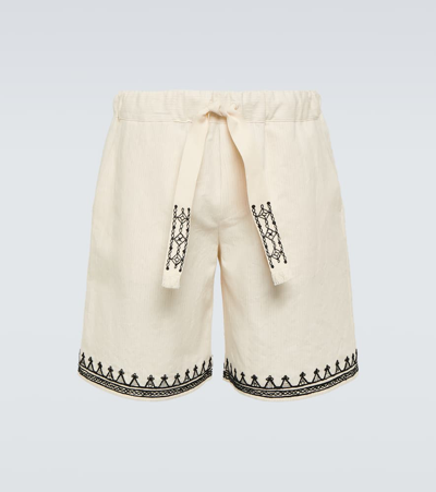 Alanui Akasha Embroidered Cotton-blend Shorts In White