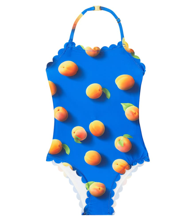 Molo Kids' Noelle Scalloped Swimsuit In Orange