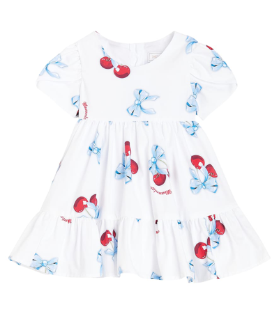 Monnalisa Baby Printed Cotton Poplin Dress In White