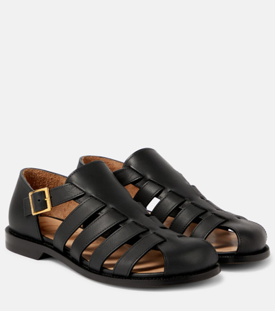 Loewe Sandalen Campo Aus Leder In Schwarz