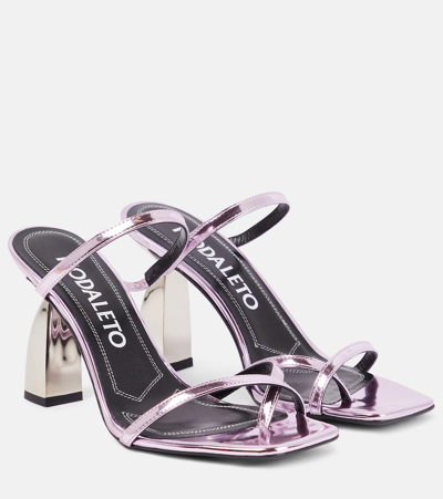 Nodaleto Angel A Metallic Leather Mules In Pink