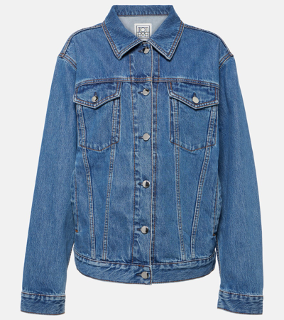 Totême Classic Cotton Denim Jacket In Vibrant Blue