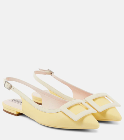 ROGER VIVIER GOMMETTINE LEATHER SLINGBACK FLATS