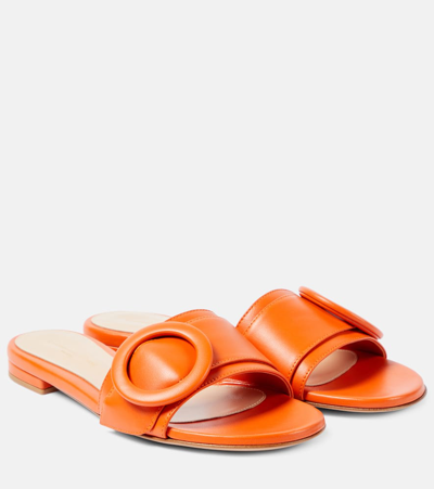 Gianvito Rossi Embellished Leather Sandals In Orange