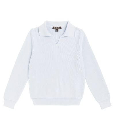 Loro Piana Kids' Cotton Polo Sweater In Blue