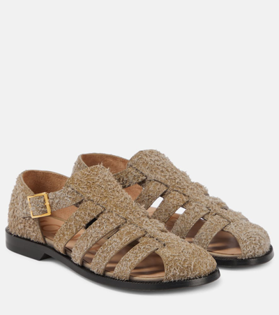 LOEWE CAMPO SUEDE FISHERMAN SANDALS