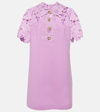 Oscar De La Renta Lace Trim Dress In Purple