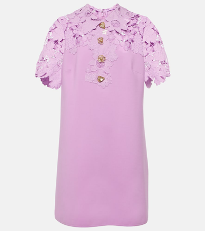 Oscar De La Renta Lace Trim Dress In Lupine