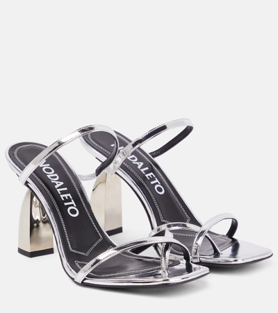 Nodaleto Angel A Metallic Leather Mules In Silver