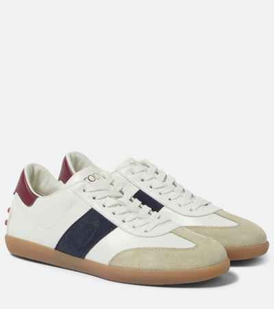 Tod's Tabs Suede-trimmed Leather Trainers In White