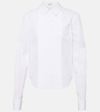Loewe Pleated Bib-front Wingtip Collared Striped Shirt In White