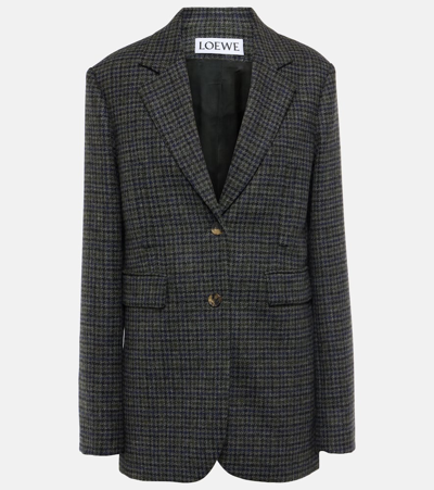 Loewe Houndstooth Wool Blazer In Grey