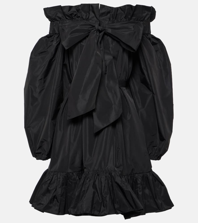 Patou Bow-detail Ruffled Faille Minidress In Black