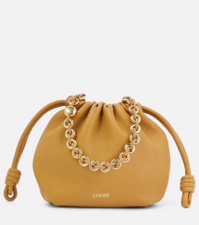 Loewe Flamenco Round Leather Tote Bag In Brown