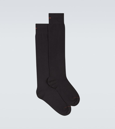 Loro Piana Everyday Cotton And Silk Socks In Black