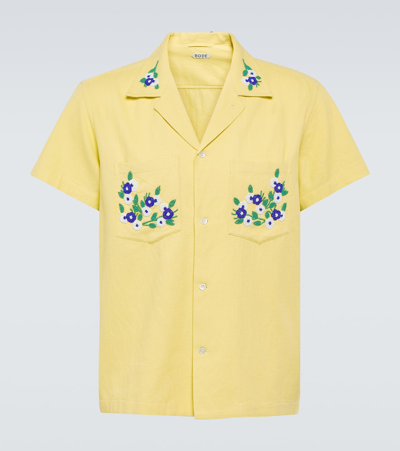 Bode Chicory Embroidered Cotton Shirt In Yellow