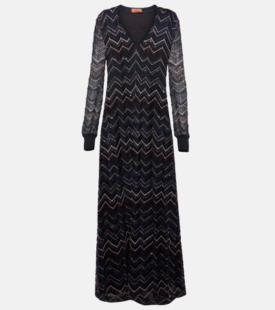 Missoni Zig Zag Sequined Maxi Dress In Schwarz