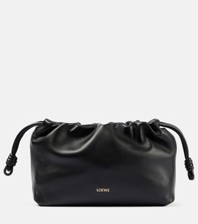 Loewe Flamenco Small Leather Clutch In Black