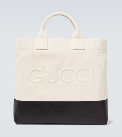 Gucci Logo Canvas Tote Bag In Burgundy