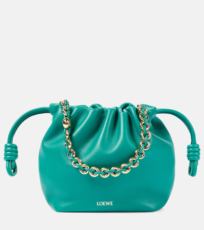 Loewe Flamenco Round Leather Tote Bag In Green