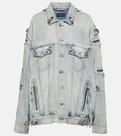 Balenciaga Cagole Oversized Denim Jacket In Blue