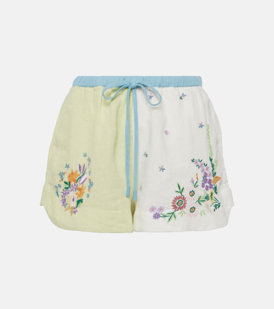 Alemais Willa Embroidered Linen Shorts