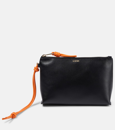 Loewe Knot Leather Pouch In Black