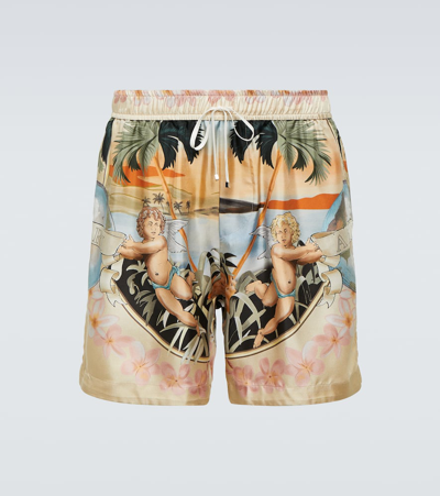 Amiri Printed Silk Shorts In Multicoloured