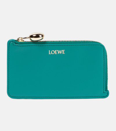 Loewe Pebble Leather Card Case In Grün