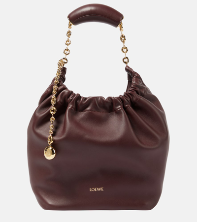 Loewe Squeeze Small Leather Shoulder Bag In Burgundy