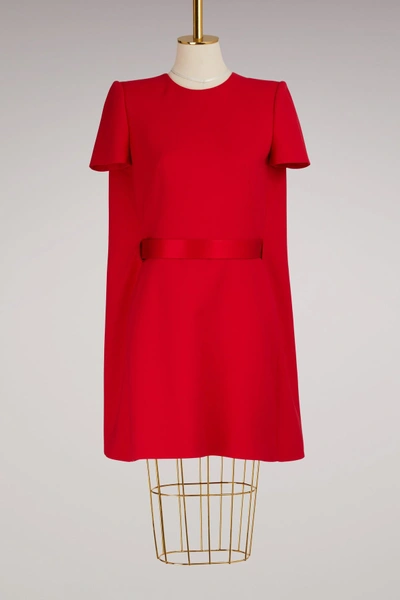 Alexander Mcqueen Wool & Silk Cape Minidress In 6510 - Scarlet Red