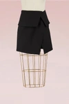 Balmain Asymmetric Nappa Leather Mini Skirt In Noir C0100