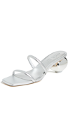 Cult Gaia Leora Metallic Leather Mules In Silver