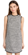 Theory Tweed Canvas Sleeveless Mini Dress In Black/black