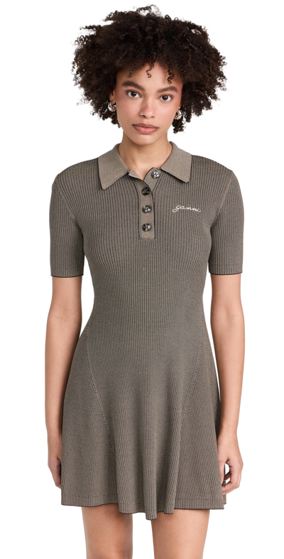 Ganni Melange Knit Mini Dress In Safari | ModeSens