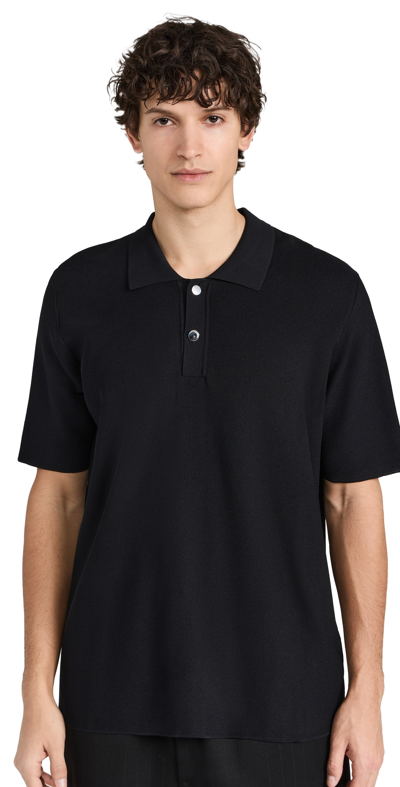 Jacquemus Le Polo Maille Knitted Polo Top In Black