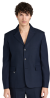 Jacquemus Single-breasted Blazer In Dark Navy