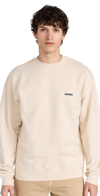 Jacquemus 'le Sweatshirt Gros-grain' Beige Sweatshirt With Logo Patch In Neutral