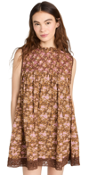 FREE PEOPLE SHEA PRINTED MINI DRESS CHOCOLATE