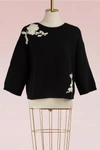 RED VALENTINO FLORAL PATCH WOOL SWEATER,NR0KC120/3CN/0NO