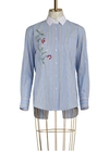 PAUL & JOE Buttoned Down Shirt,CHEMISE EXCLU BRODERIE BLUE