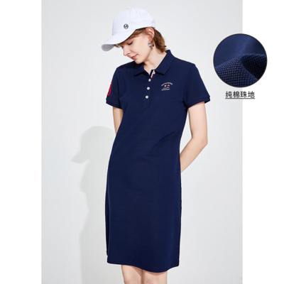 Navigare 意大利小帆船 24春夏新品运动休闲百搭纯棉女士polo连衣裙 In Blue